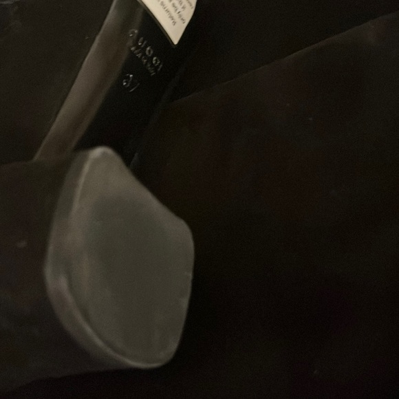 EUC Gucci black Suede Over knee boots, size 7/37. Gold hardware. - Picture 5 of 15